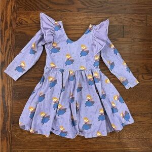 Disney Princess x Monica + Andy, Anna Print Long Sleeve Dress, Size 3T, ruffles